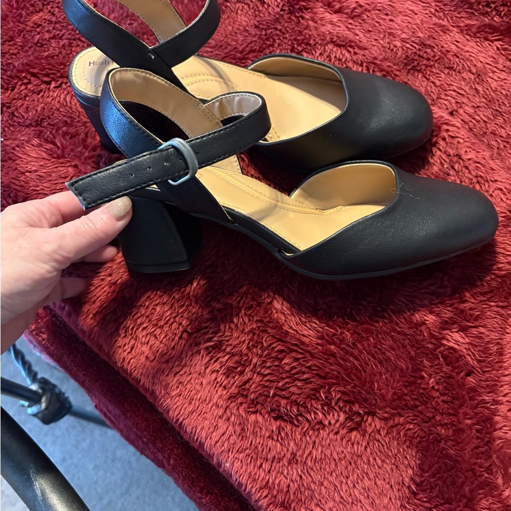 Hush Puppies Black Strap Heels